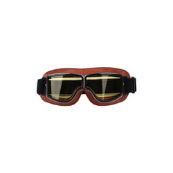 Foldable Retro Motocross Goggles Vintage Leather Motorcycle Glasses Windproof - Yellow Lenses 2