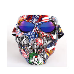 Skull Face Mask With Goggles Motorcycle Dust Masks Helmet Moto Casco Cycling - Army Green