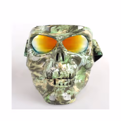 Skull Face Mask With Goggles Motorcycle Dust Masks Helmet Moto Casco Cycling - Black