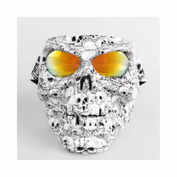 Skull Face Mask With Goggles Motorcycle Dust Masks Helmet Moto Casco Cycling - Beige