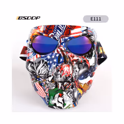 Skull Face Mask With Goggles Motorcycle Dust Masks Helmet Moto Casco Cycling - Beige
