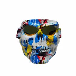 Skull Face Mask With Goggles Motorcycle Dust Masks Helmet Moto Casco Cycling - Beige