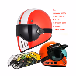 Universal Motorcycle Helmet Goggles for Shoei Vintage Full Face Helmet - Black