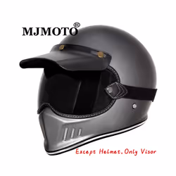 Retro Motorcycle Goggles Full Face Helmets Lens Glasses Motorcycle Helmet - Black