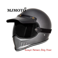 Retro Motorcycle Goggles Full Face Helmets Lens Glasses Motorcycle Helmet - Black