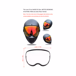 Retro Motorcycle Goggles Full Face Helmets Lens Glasses Motorcycle Helmet - Black