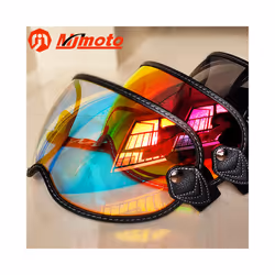 Retro Motorcycle Goggles Full Face Helmets Lens Glasses Motorcycle Helmet - Black