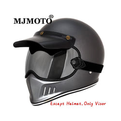 Retro Motorcycle Goggles Full Face Helmets Lens Glasses Motorcycle Helmet - Silver