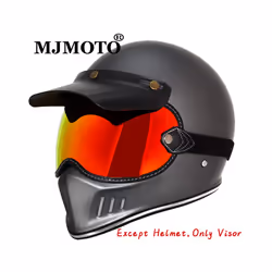 Retro Motorcycle Goggles Full Face Helmets Lens Glasses Motorcycle Helmet - Revo Red