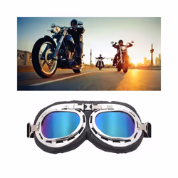 Windproof Retro Motorcycle Goggles Glasses Vintage Moto Classic Goggles - Gray