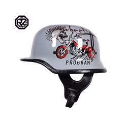 Motorcycle DOT German Style Half Helmet + Goggles for H-arley Biker Pilot - M, 9