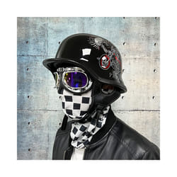 Motorcycle DOT German Style Half Helmet + Goggles for H-arley Biker Pilot - L, 22