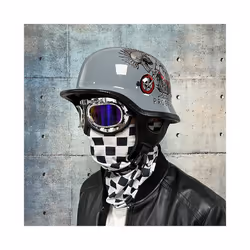 Motorcycle DOT German Style Half Helmet + Goggles for H-arley Biker Pilot - xL, 23