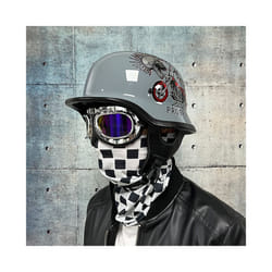 Motorcycle DOT German Style Half Helmet + Goggles for H-arley Biker Pilot - M, 23