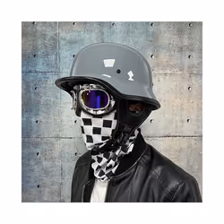 Motorcycle DOT German Style Half Helmet + Goggles for H-arley Biker Pilot - M, 20