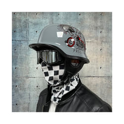 Motorcycle DOT German Style Half Helmet + Goggles for H-arley Biker Pilot - L, 15