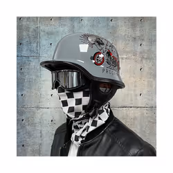 Motorcycle DOT German Style Half Helmet + Goggles for H-arley Biker Pilot - M, 15