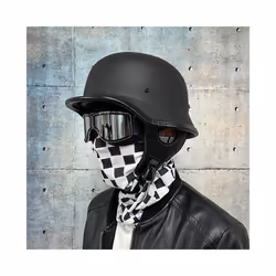 Motorcycle DOT German Style Half Helmet + Goggles for H-arley Biker Pilot - M, 10