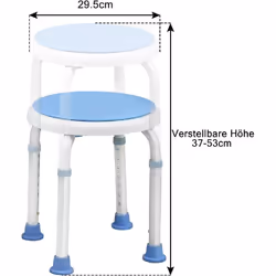 Shower Chair for Seniors Height Adjustable 37-53 cm Toilet Seat Raiser Non-Slip Feet Bath Seat 360 Rotatable
