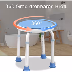 Shower Chair for Seniors Height Adjustable 37-53 cm Toilet Seat Raiser Non-Slip Feet Bath Seat 360 Rotatable