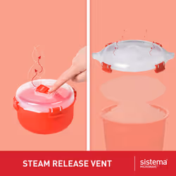 Microwave Rice Cooker & Round Microwave Food Container Set | 2.6L, 915ml | Food Containers with Steam-Release Vents | BPA-Free | 2 Count