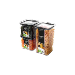 Sistema Ultra Tritan Airtight Pantry & Kitchen Storage Containers | 3 Square Plastic Food Containers with Lids (1x 1.3L + 2x 700ml) | Stackable
