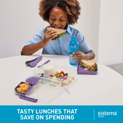 TO GO Bento Lunch Box | 1.65 L | School Lunch Box With Compartments & Snack Pot | BPA-Free | 1 Count | Misty Purple
