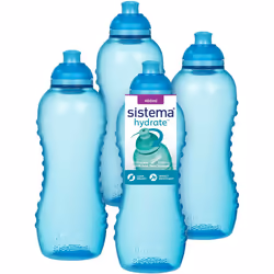 Squeeze Twist 'n' Sip Sports Water Bottles | 460 ml | Leakproof Kids Water Bottles | BPA-Free | Blue | 4 Count