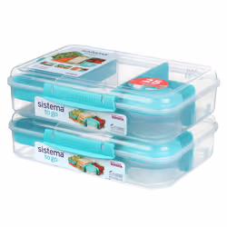 Sistema Bento Create To Go 6-Cup Food Storage Container Bento Box with Lid and Dividers 2 pack Minty Teal