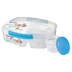 Sistema To Go Triple Split Lunch Box with Yoghurt Pot, 2L - Assorted Colors