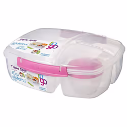 Sistema To Go Triple Split Lunch Box with Yoghurt Pot, 2L - Assorted Colors