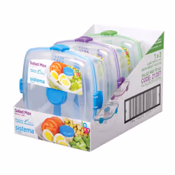 Sistema Salad Max to Go Coloured Clip 1.63L Clear 21357