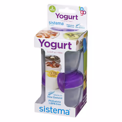 2 x Sistema Yogurt To Go Round Snack Pots, Dip Food Containers 150 ml with Lids