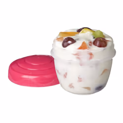 2 x Sistema Yogurt To Go Round Snack Pots, Dip Food Containers 150 ml with Lids