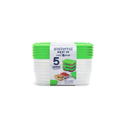 Sistema NEST IT Meal Prep Containers | 870 ml | Airtight Food Storage Containers with Compartments & Lids | BPA-Free | Green | 5 Count