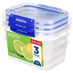 Sistema KLIP IT PLUS Food Storage Containers | 1 L Rectangle | Leak-Proof, Stackable & Airtight Fridge/Freezer Food Boxes with...
