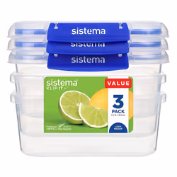 Sistema KLIP IT PLUS Food Storage Containers | 1 L Rectangle | Leak-Proof, Stackable & Airtight Fridge/Freezer Food Boxes with...