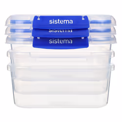 Sistema KLIP IT PLUS Food Storage Containers | 1 L Rectangle | Leak-Proof, Stackable & Airtight Fridge/Freezer Food Boxes with...