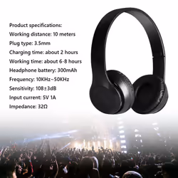 P47 Wireless Game Headset Bluetooth-Compatible 5.0 for Smartphone (Black) - Black