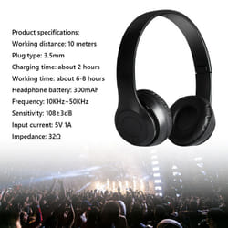 P47 Wireless Game Headset Bluetooth-Compatible 5.0 for Smartphone (Black) - Black