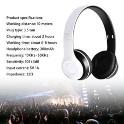 P47 Wireless Game Headset Bluetooth-Compatible 5.0 for Smartphone (Black) - White