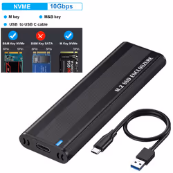 Hard Drive Case 10Gbps Tool Free for 2230/2242/2260/2280 M.2 SSD (NVME With AC)