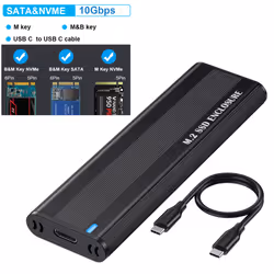 Hard Drive Case 10Gbps Tool Free for 2230/2242/2260/2280 SSD (NVME SATA 10GB CC)