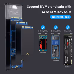 Hard Drive Case 10Gbps Tool Free for 2230/2242/2260/2280 SSD (NVME SATA 10GB CC)
