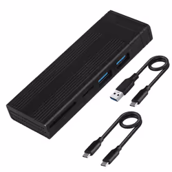 PCIe M.2 HDD Enclosure USB HUB Compatible with 2230 2242 2260 2280 NVMe/SATA SSD?Black?