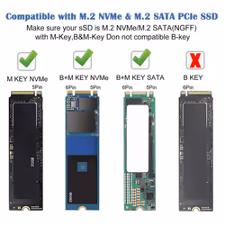 PCIe M.2 HDD Enclosure USB HUB Compatible with 2230 2242 2260 2280 NVMe/SATA SSD?Sliver?