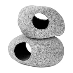 2 Pieces Stackable Aquarium Decoration Rock Caves Hideaway For Shrimp Cichlid Hiding Breeding Spawning (Natural)