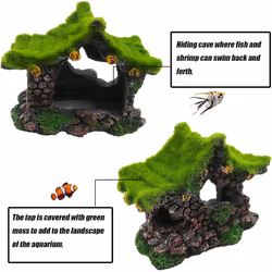Resin Hollow Hideout House Aquarium Decoration House Betta Fish Log Driftwood Props Cave Ornament