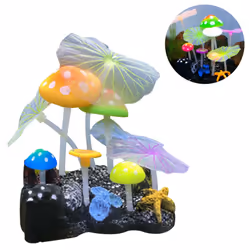 Fish Tank Decoration|4 Lotus Leaves And 5 Mushrooms - Fish Tank Landscaping Decorations