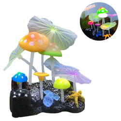 Fish Tank Decoration|4 Lotus Leaves And 5 Mushrooms - Fish Tank Landscaping Decorations
